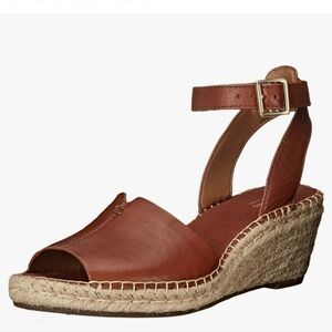 Clark's Artisan Collection Petrina Selma Leather Wedge Cognac Espadrille